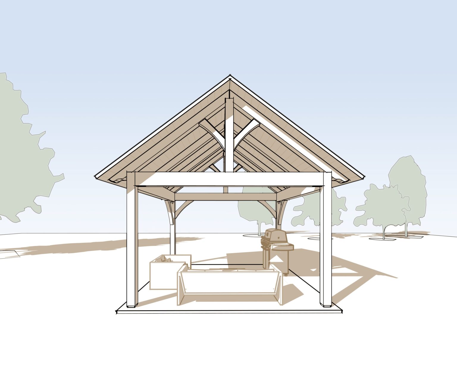 12' x 12' Pavilion Brooks Post & Beam